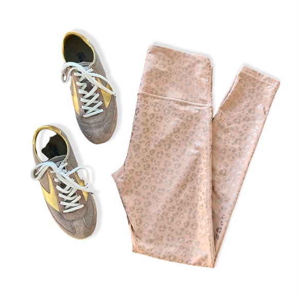 Mono B Leopard Blush Pink Silver Leggings Tummy Tuck Size M New - Picture 6 of 13